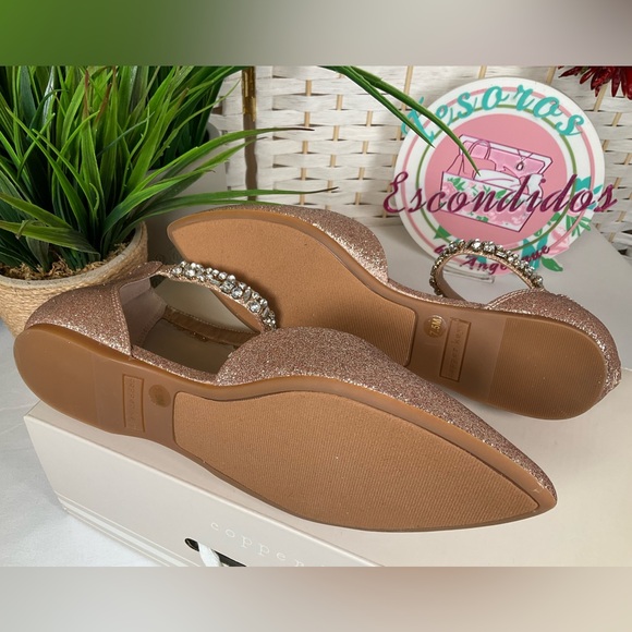 NIB- Copper Key Ankle Strap Shimmer, Blush Nude Women’s Flats - Picture 6 of 8